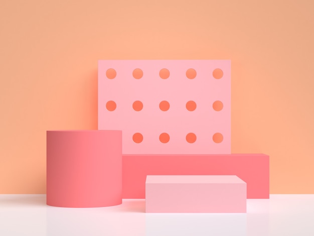оранжевый розовый абстрактный минимальный фон 3D-рендеринг