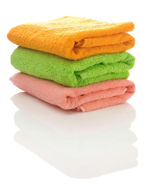 Orange pink and green towels