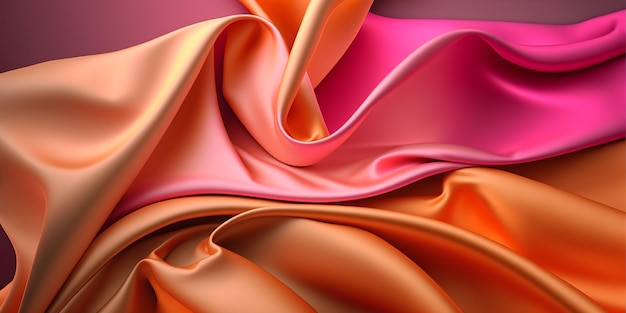 Orange and pink silk fabric background