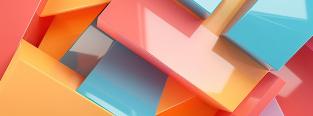 an orange pink yellow and blue abstract