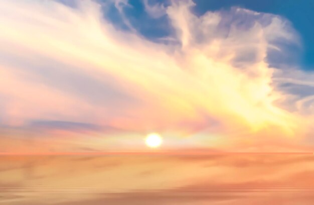 orange pink  yellow lilac cloudy  sunset at sea on evening beach sun beam  reflection