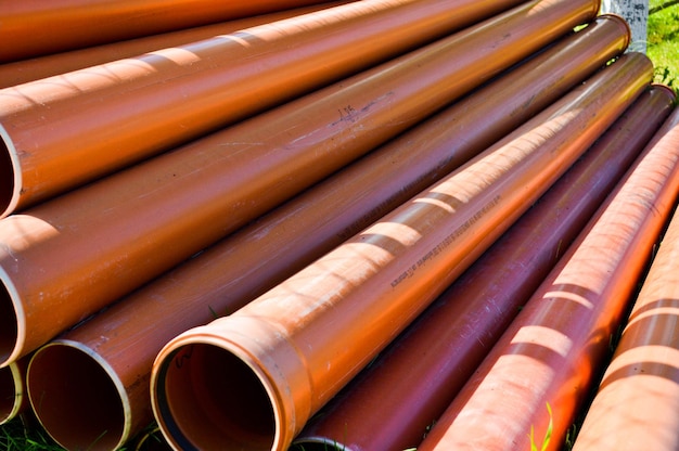 Orange plastic industrial polypropylene thick plumbing pipes with large diameter gaskets