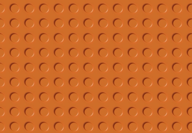 Orange plastic surface with embossed circles Seamless pattern 3d illustration