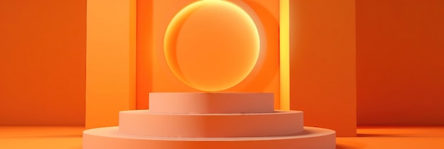 A orange podium on a bright background Stage for promotion brand 3d render composition Generate AI