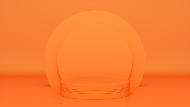 オレンジ色の表彰台と最小限の抽象的な幾何学形状プレミアム写真