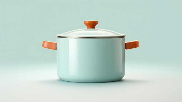 an orange pot with a lid on a white background