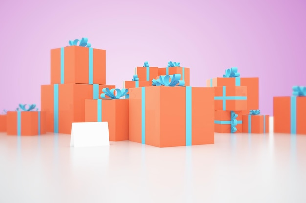 Orange present boxes on purple