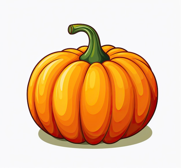 An orange pumpkin clip art is shown in the style of bold colors strong lines colorful cartoon