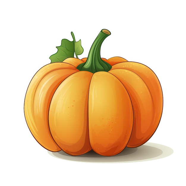 Photo orange pumpkin isolated on white background in the style of simple colorful illustrations