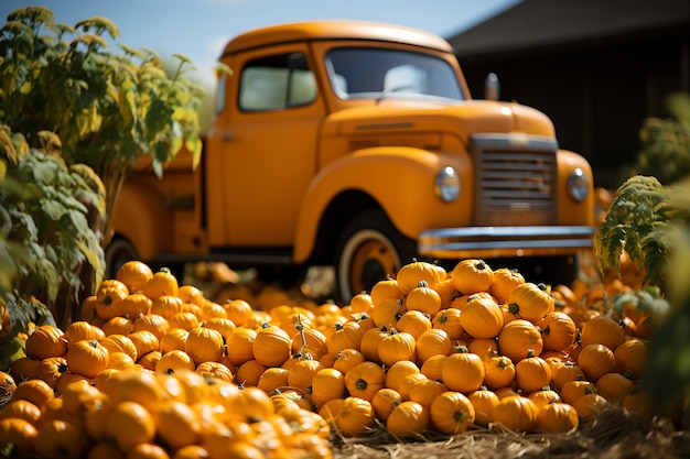 orange pumpkins onn the farm