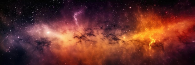 Orange Purple Yellow Space Panoramic Background Generative AI