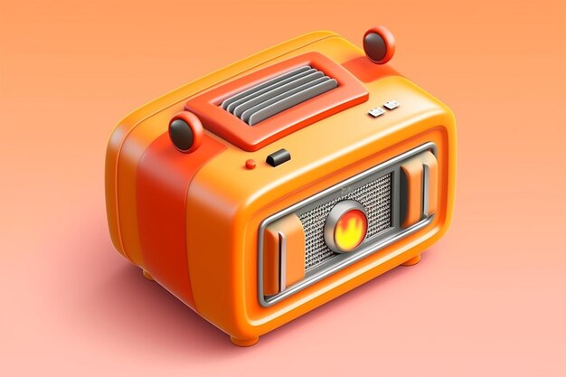 Photo an orange radio with a globe on top of it