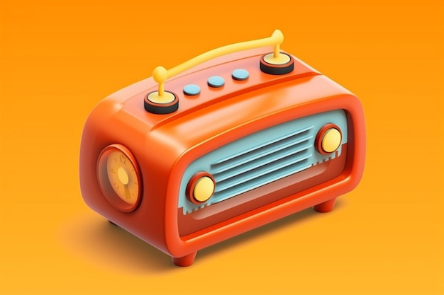 Photo an orange radio with a globe on top of it