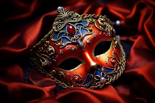 Оранжево-красная карнавальная маска