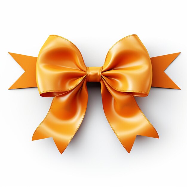 Photo orange ribbon and bow isolated on white background