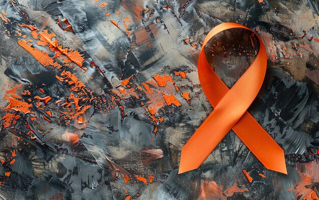 Photo orange ribbon for leukemia kidney cancer day