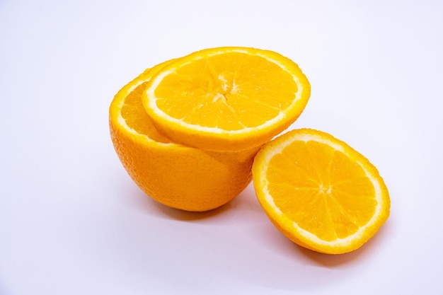 Orange Ripe Juicy Mandarin in White Background Isolated Slices