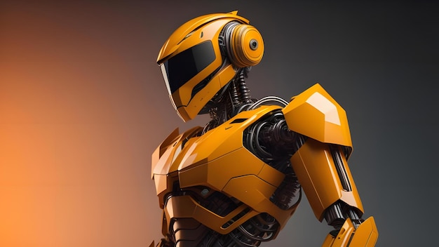 Orange robot on dark background generative ai