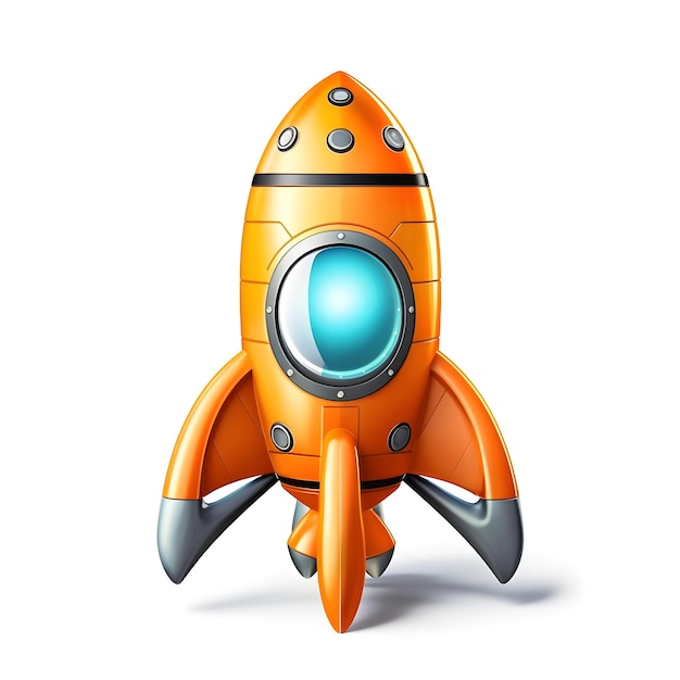 An orange rocket with the word space on it