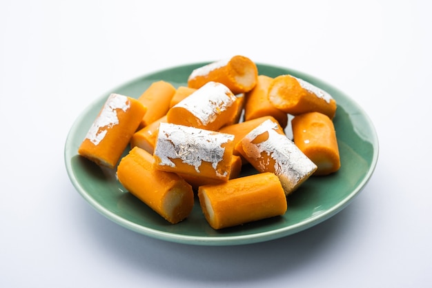 Orange Roll barfee of barfi sweet of Mitlai