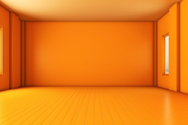 Orange room with a blank wall and a blank wall.