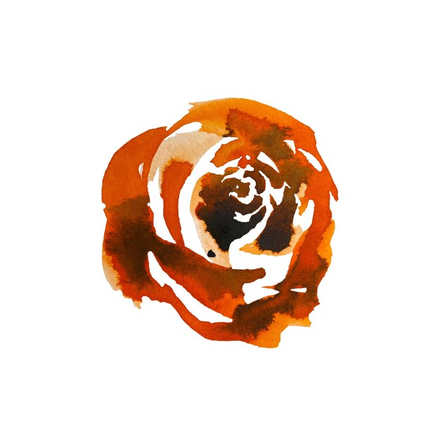 Orange rose simple cute sketch. Watercolor illustration sketch. Use this hand drawn picture for card