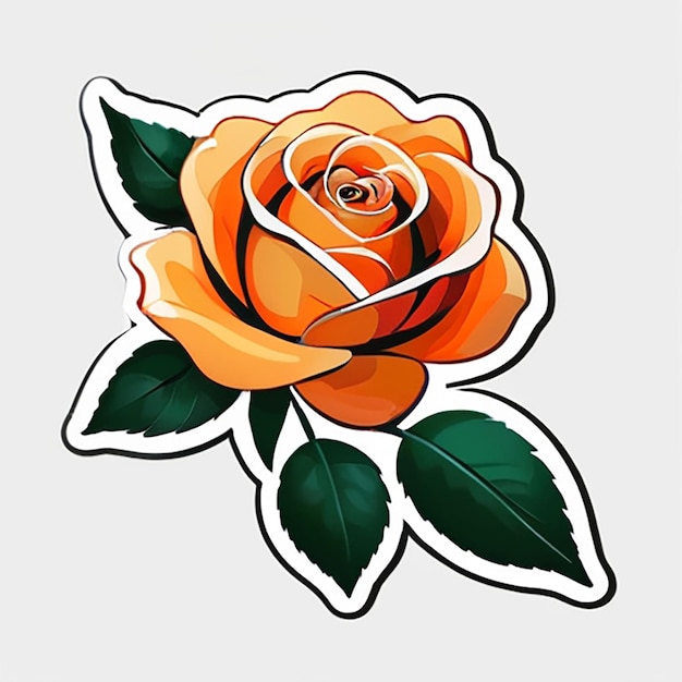 Orange rose sticker with AI generative