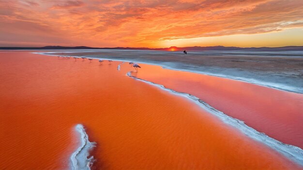 Orange salt lake