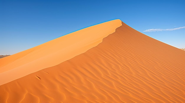 맑고 푸른 하늘이 있는 주황색 모래 언덕 사막 Generative AI