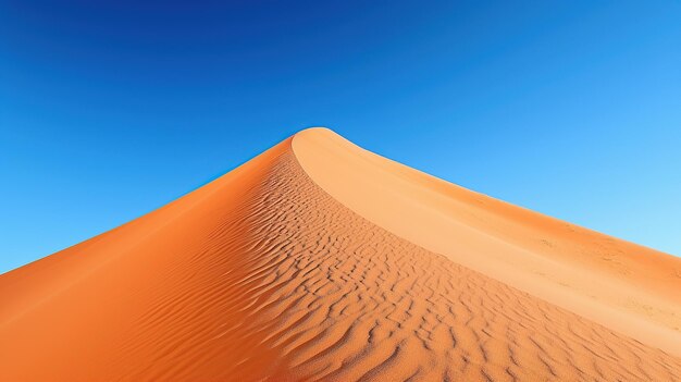 Orange sand dune desert with clear blue sky Generative AI