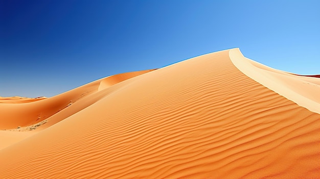 Orange sand dune desert with clear blue sky Generative AI