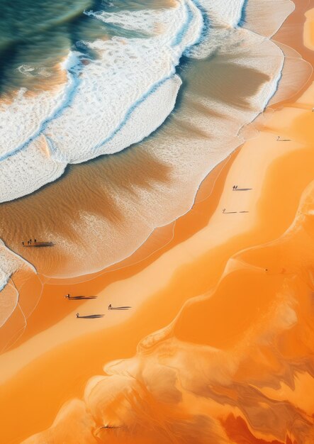 Orange sand near blue clear water beach travel destination aerial summer wallpaper Generative Ai