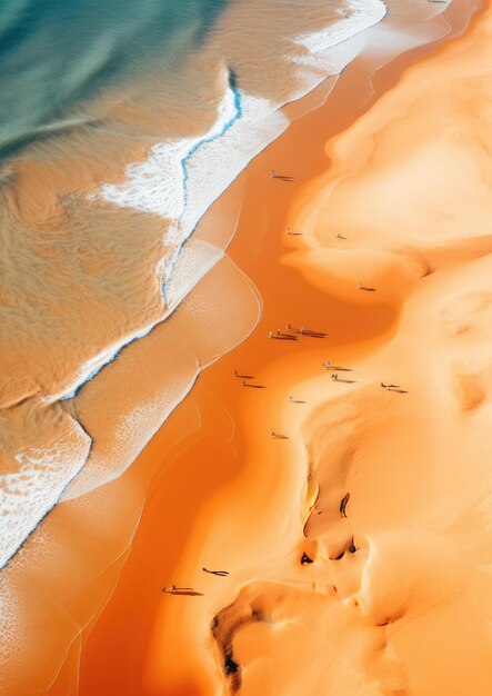 Orange sand near blue clear water beach travel destination aerial summer wallpaper Generative Ai