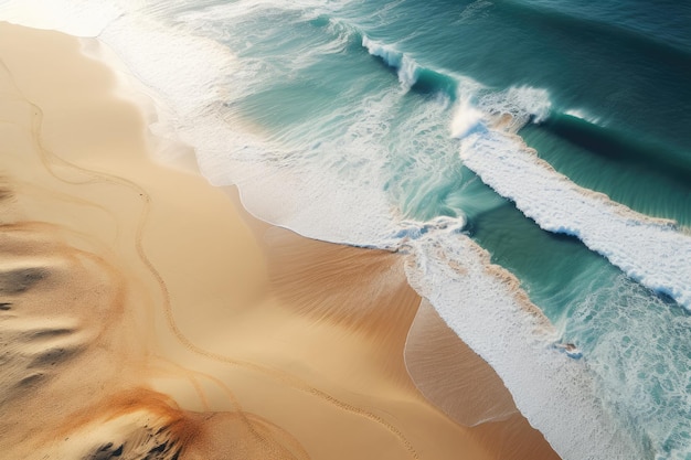 Orange sand near blue clear water beach travel destination aerial summer wallpaper Generative Ai