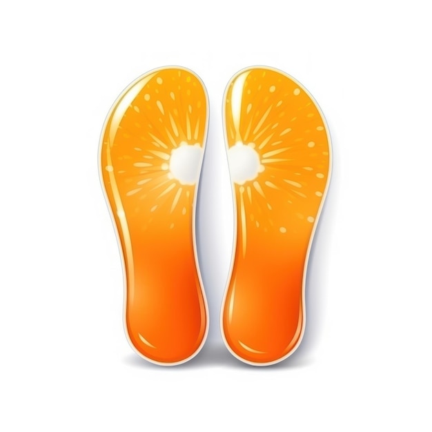 orange sandals with flowers on them