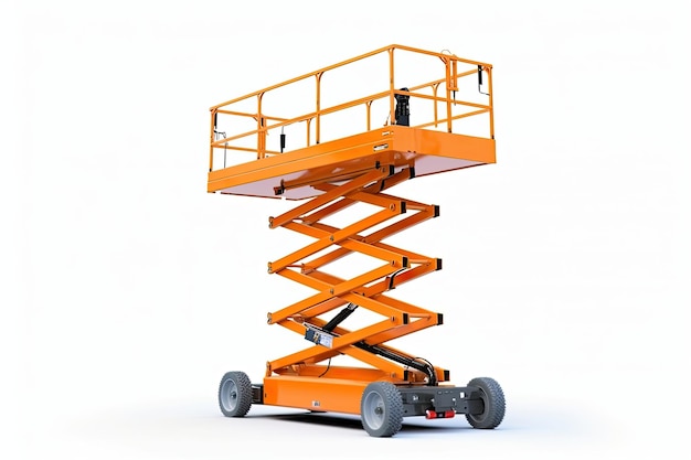 orange scissor lift isolated on white