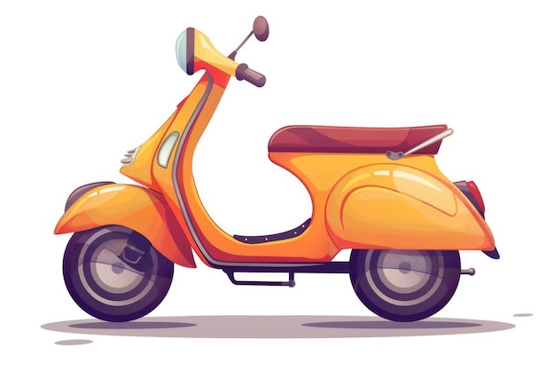 an orange scooter parked on a white surface suitable for urban transportation concepts