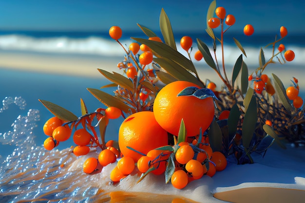 Orange and sea delicious nature fruits