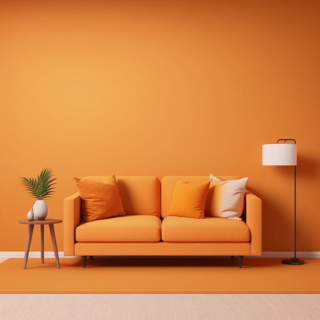 orange simple room mockup