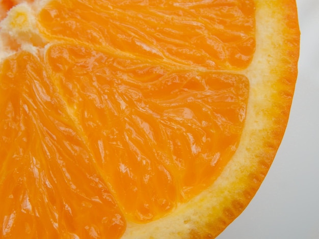 Foto fetta d'arancia close up della sezione trasversale dell'arancia close up vista ad alto angolo