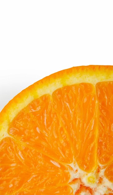 Foto fetta arancione isolata su sfondo bianco ampio banner posto per il testo frutta fresca
