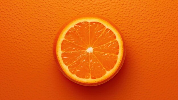 Orange slice on orange background top view flat lay generative ai