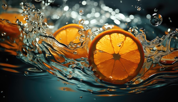 orange slice in water