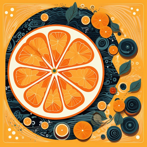 An orange slice with a vintage flair