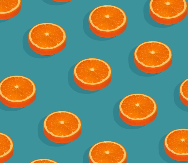 orange slices on a blue background