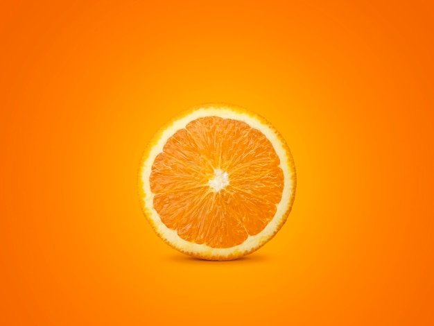 Orange slices isolated on orange background