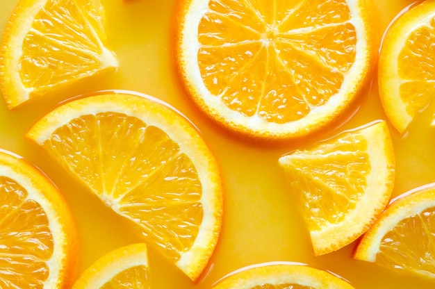 Orange slices in juice