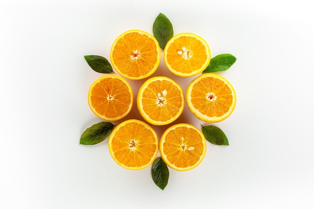 Orange slices on white