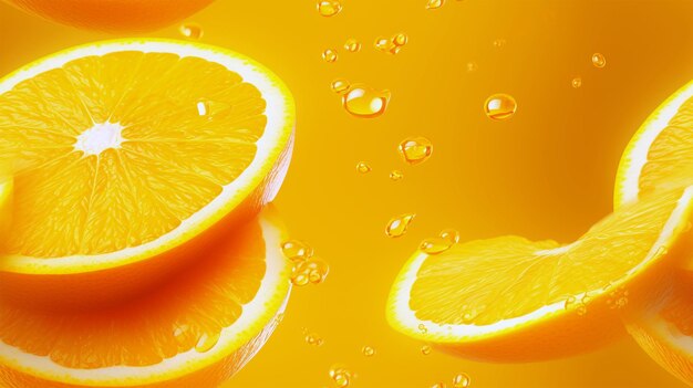 Orange slices with waterdrops generated by AI