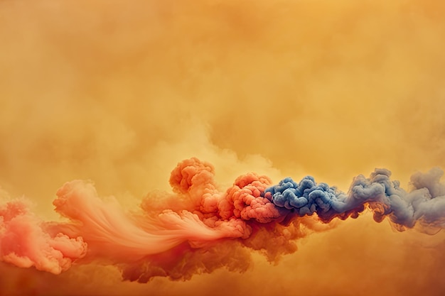 Photo orange smoke cloud background